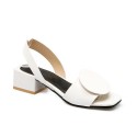 Patent Leather Buckle Mid-heel Open-toe Womens Shoes