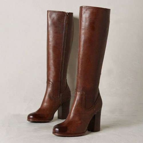 Womens Stylish Boots With A Side Zipper And Chunky High Heel