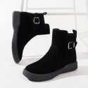 Womens Short Flat-heeled Round-toe Boots With A Side Zipper