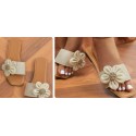 Women's Fashion Beige Flower Flat Slippers