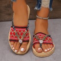 Bohemian Flat Plus Size Flip Flops Ethnic Style