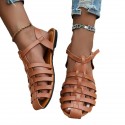 Women's Flat-Heeled Buckled Closed-Toe Roman Sandals