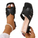 High Heel Slippers Women's Outer Wear Square Heel Plus Size
