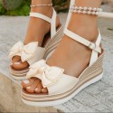 Wedge Summer Bow Buckle Peep Toe Sandals