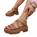 Platform All-match Hollowed-out Mid-heel Strappy Sandals