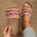 Ethnic Style Platform Slippers Rivet Plus Size Water Pine Beach Slippers