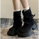 Women's Fashionable Retro Round-Toe Chunky-Soled Dr Martens Boots