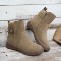 Womens Short Flat-heeled Round-toe Boots With A Side Zipper