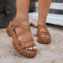 Platform All-match Hollowed-out Mid-heel Strappy Sandals