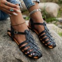 Women's Flat-Heeled Buckled Closed-Toe Roman Sandals