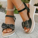 Wedge Summer Bow Buckle Peep Toe Sandals