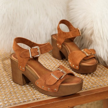 Womens Waterproof Platform Chunky-heel Sandals With A Strappy Bucklestylish And On-trend