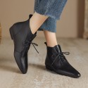 Versatile Casual Ankle Boots With A Round Toe And Flat Sole In A Vintage Style