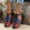 Women's Flat-Heeled Buckled Closed-Toe Roman Sandals