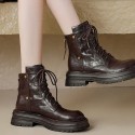 Womens Sheepskin Chunky-Soled Lace-Up Ankle Boots