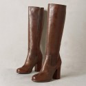 Womens Stylish Plus-size Boots With A Side Zipper And Chunky High Heel