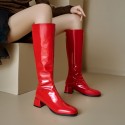 Womens Stylish Chunky-heeled Square-toe Over-the-knee Boots