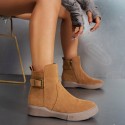 Womens Short Flat-heeled Round-toe Boots With A Side Zipper