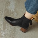 Womens Mid-heel Pointed-toe Martens Boots