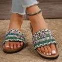 Ethnic Style Platform Slippers Rivet Plus Size Water Pine Beach Slippers