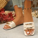 Summer New Metal Buckle Open Toe Women's Fashion Elegant Comfortable Slippers