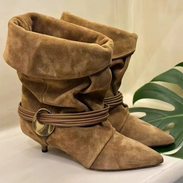 Womens Retro Pointed-Toe Stiletto Western Cowboy Boots