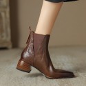 Womens Mid-heel Pointed-toe Martens Boots