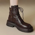 Womens Sheepskin Chunky-Soled Lace-Up Ankle Boots