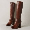 Womens Stylish Plus-size Boots With A Side Zipper And Chunky High Heel