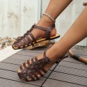 Women's Flat-Heeled Buckled Closed-Toe Roman Sandals