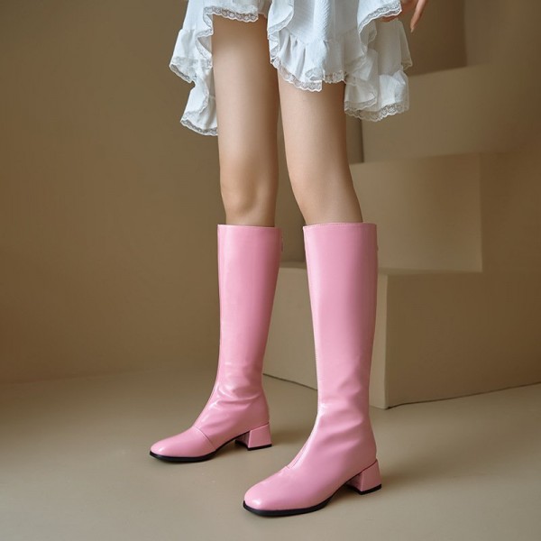 Womens Stylish Chunky-heeled Square-toe Over-the-knee Boots