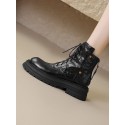 Womens Sheepskin Chunky-Soled Lace-Up Ankle Boots