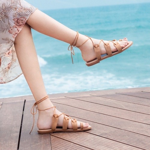 Roman Flip Flops Brown Sandals For Women Summer Fairy Style
