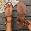 Korean Style Summer New Low Heel Flip Toe Roman Women's Shoes