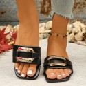 Summer New Metal Buckle Open Toe Women's Fashion Elegant Comfortable Slippers