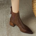 Womens Mid-heel Pointed-toe Martens Boots