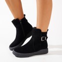 Womens Short Flat-heeled Round-toe Boots With A Side Zipper