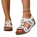 Fish-mouth Chunky-soled Fashionable Metal-buckle Velcro Sandals