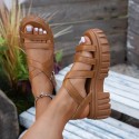 Platform All-match Hollowed-out Mid-heel Strappy Sandals