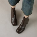 Slimming Versatile Chunky Mid-heel Square-toe Ankle Boots For Women