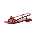 French-style Square-toe Bow Flat Sandals For Women