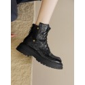 Womens Sheepskin Chunky-Soled Lace-Up Ankle Boots