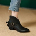 Womens Mid-heel Pointed-toe Chunky Heel Boots