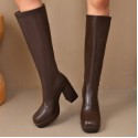 Womens Boots With Thick Soles Chunky Heels And A Slimming Stretchy Fit