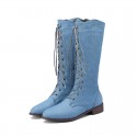 Denim Mid-calf Rider Boots For Women